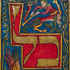 Tripartite Mahzor: initial-word panel for the opening prayer for the Day of Atonement. Ashkenaz, ca. 1322, MS. Mich. 619, fol. 100v © Bodleian Library, University of Oxford