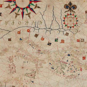 World map: a chart of geo-cultural division of Diaspora Jews. Bartholomeo Olives of Majorca, 1575.  MS.C 2:7, 23 © Bodleian Library, University of Oxford