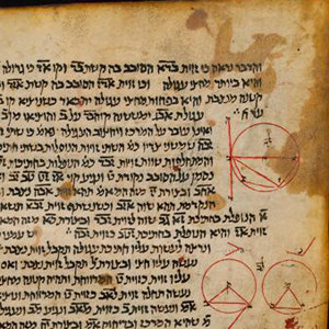 Midrash ha-Hokhmah: Hebrew translation from Arabic by Judah ben Solomon ha-Kohen of Euclid’s Elements and Almagest, completed in 1245, the work is considered to be the oldest Hebrew encyclopaedia of science. MS. Mich. 551, fols. 155v-156r © Bodleian Library, University of Oxford